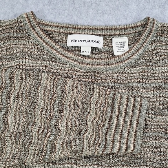 Pronto Uomo Other - Pronto‎ Uomo Men's XL Crew Neck Knit Brown Sweater Made in Korea